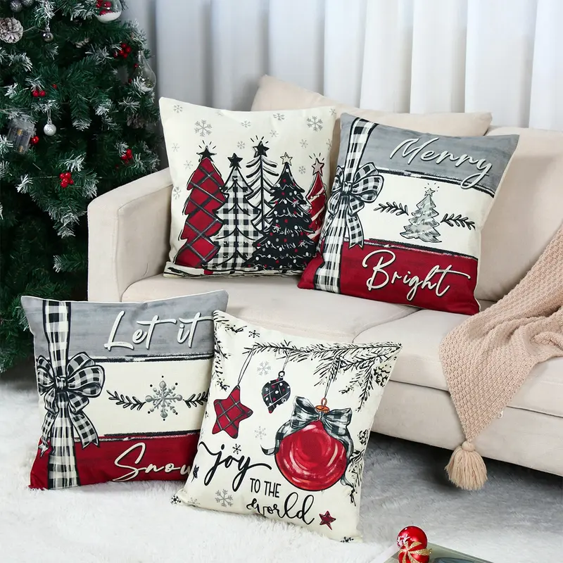 Christmas Throw Pillow Covers, Winter Holiday Cushion Case Decoration