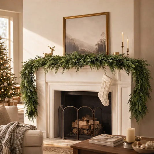 Artificial Cedar Garland with Free String Light