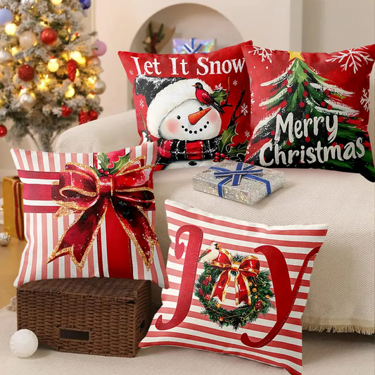 Christmas Throw Pillow Covers, Winter Holiday Cushion Case Decoration