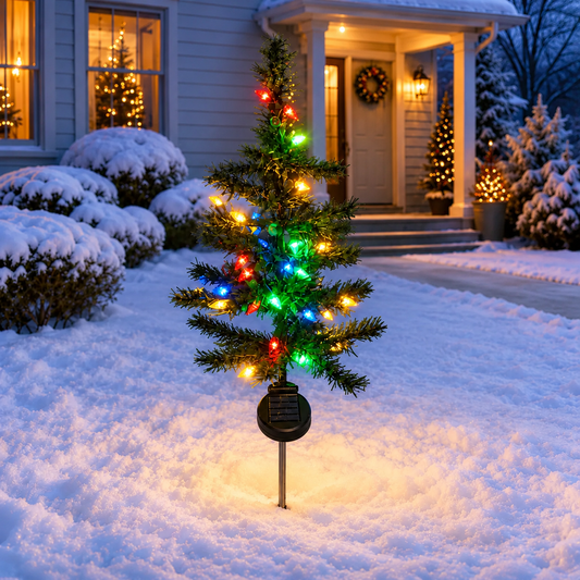Pre-Lit Strawberry-Shaped Multicolor LED Christmas Tree Pathway Decor for Yard