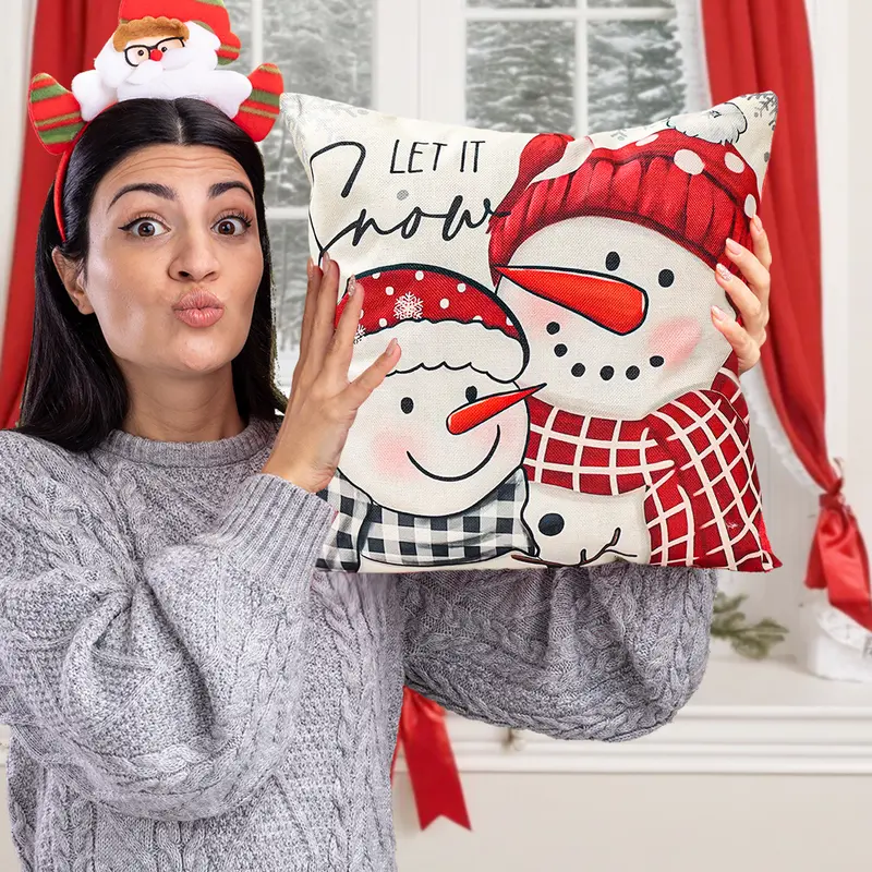 Christmas Throw Pillow Covers, Winter Holiday Cushion Case Decoration