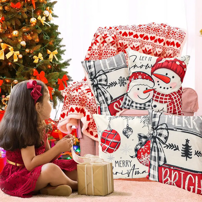 Christmas Throw Pillow Covers, Winter Holiday Cushion Case Decoration