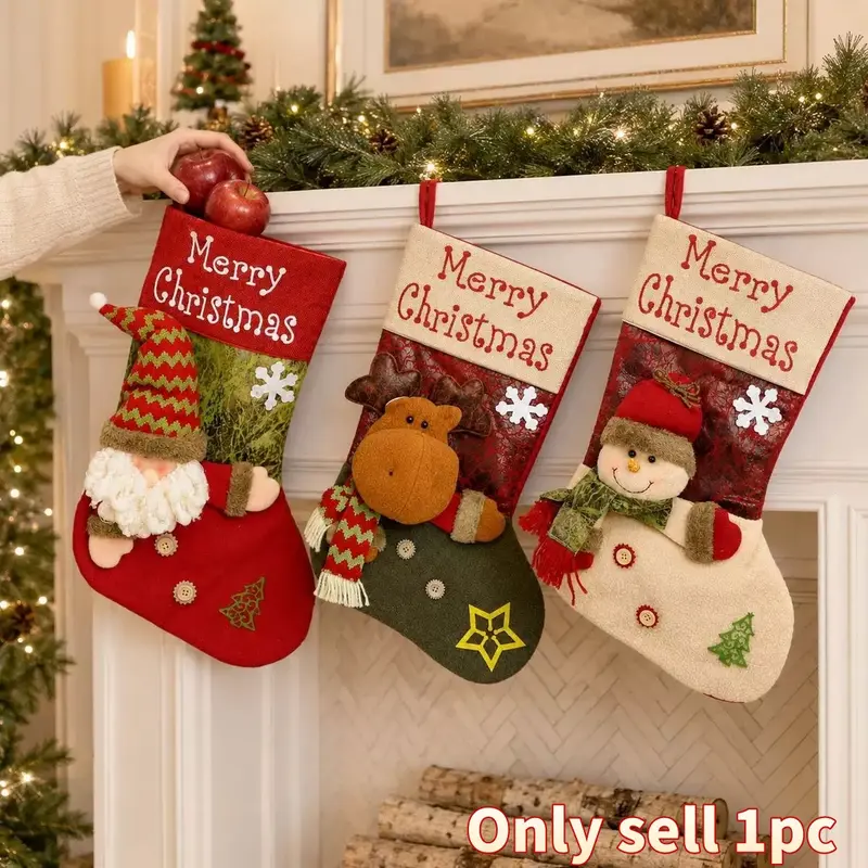 Christmas Stocking Set, Santa Claus, Reindeer, Snowman