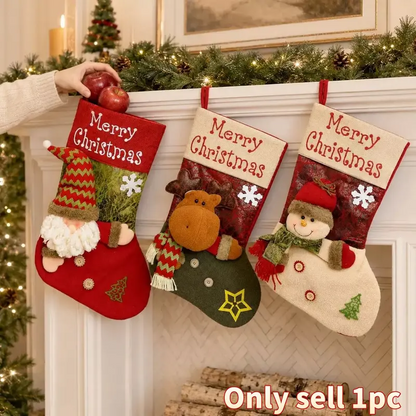Christmas Stocking Set, Santa Claus, Reindeer, Snowman
