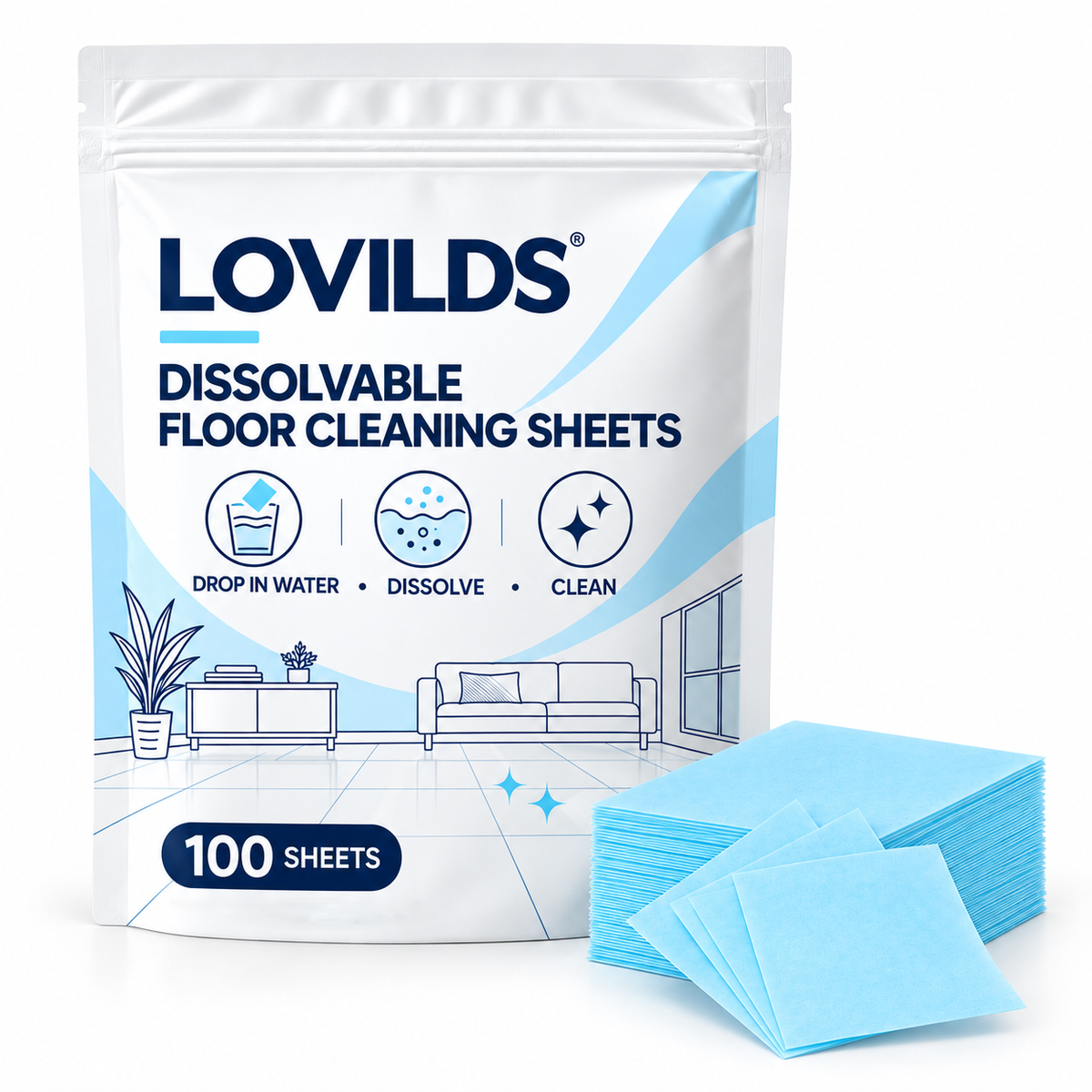 🌿 Multi-Surface Antibacterial Floor Cleaner Sheets – For Hardwood, Tile & Laminate 🛡️